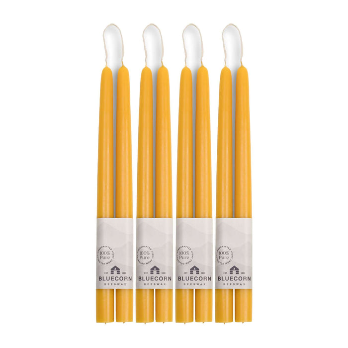 four pairs, eight candlesticks, bluecorn candles pure beeswax raw beeswax golden yellow taper candles