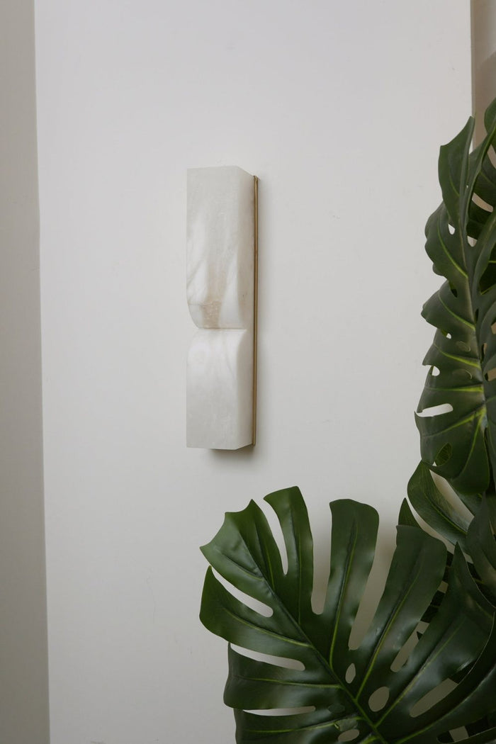Rectangular Alabaster Essence Wall Sconce - view 4 | SamuLighting