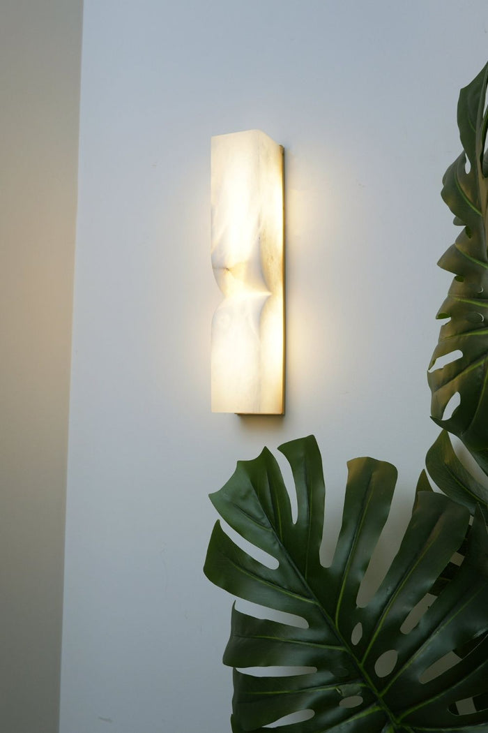 Rectangular Alabaster Essence Wall Sconce - view 6 | SamuLighting