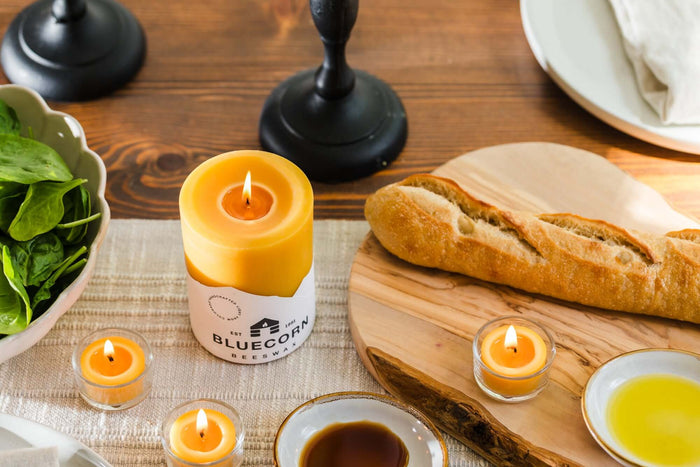 pure beeswax refill  tea light candles in glass holder