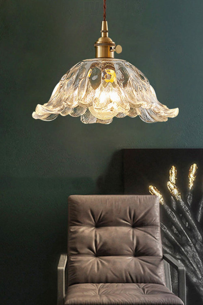 Retro Floral Glass Pendant Lamp - view 2 | SamuLighting