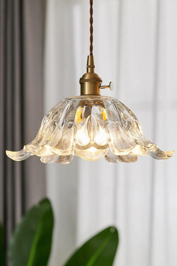 Retro Floral Glass Pendant Lamp - view 3 | SamuLighting