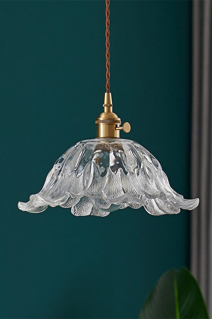 Retro Floral Glass Pendant Lamp - view 5 | SamuLighting