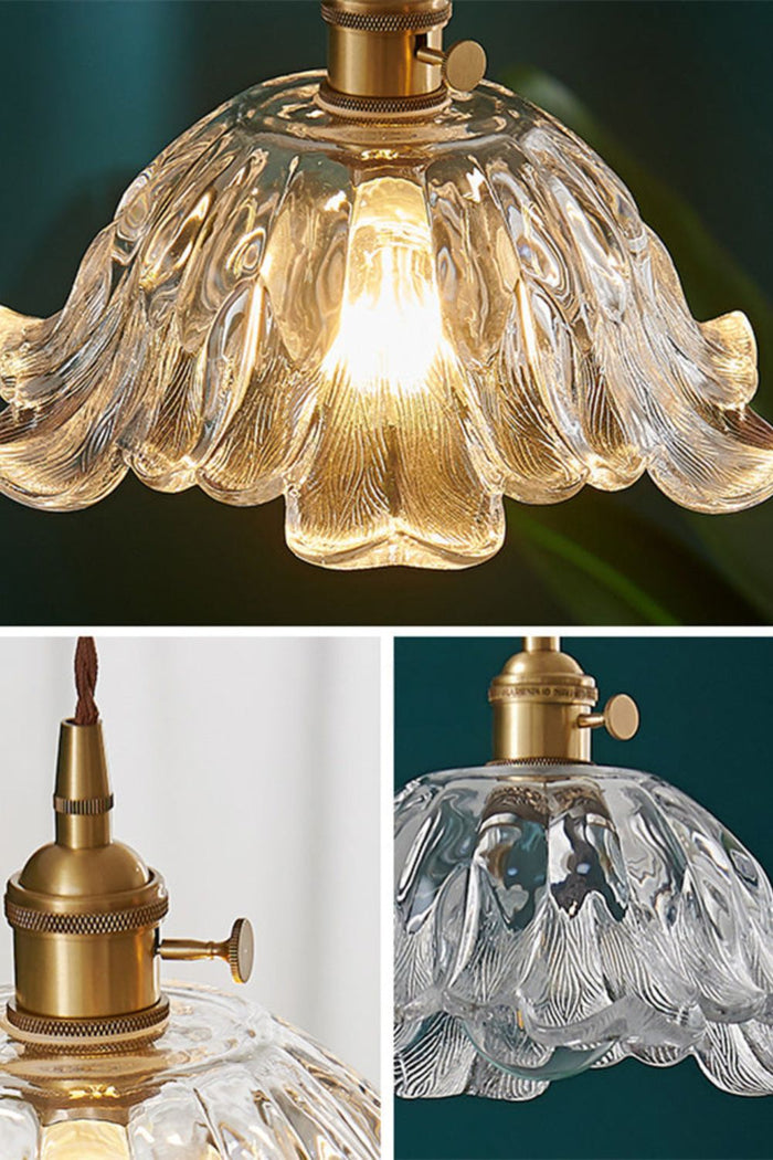 Retro Floral Glass Pendant Lamp - view 7 | SamuLighting