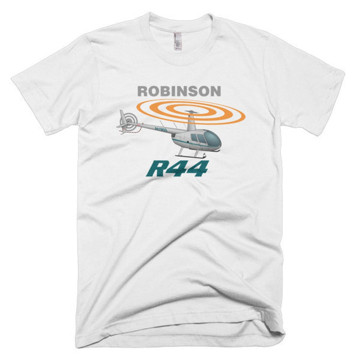 Robinson R44 (Silver) Helicopter T-shirt - Personalized with Your N#