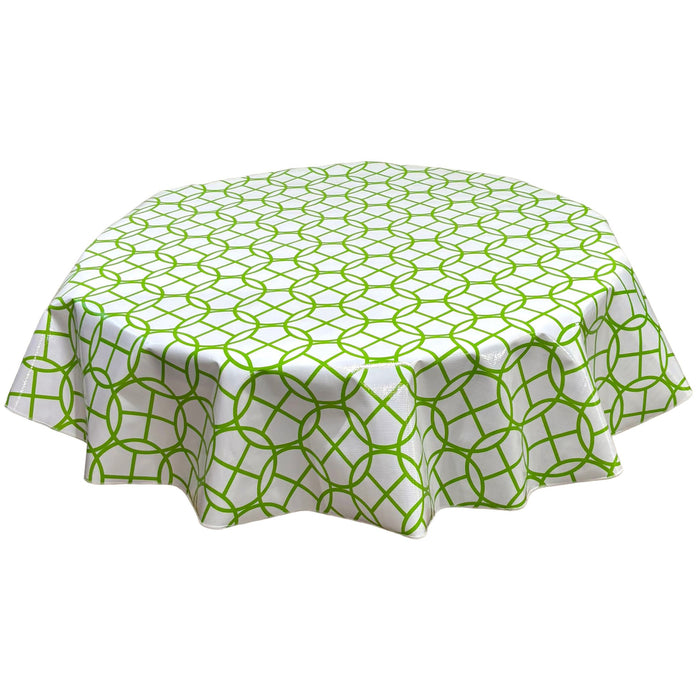 freckled sage round equestrian chain lime green oilcloth tablecloth