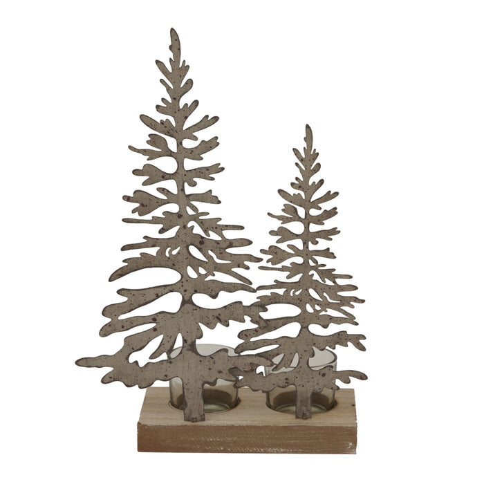 Rustic Double Silhouette Trees On Stand