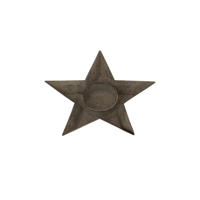 Rustic Metal Star Tealight With Glass Votive