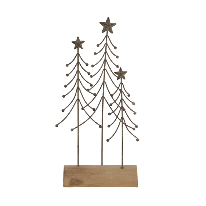 Rustic Metal Trio Of Trees On Stand