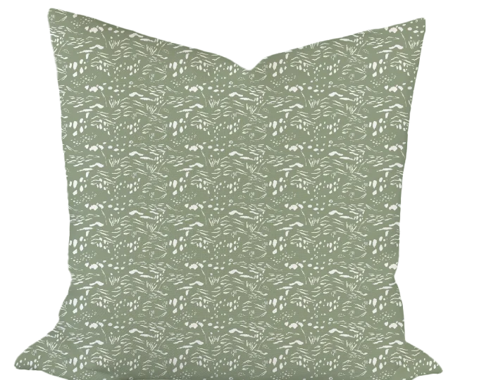 Sand & Sea in Green Custom Pillow