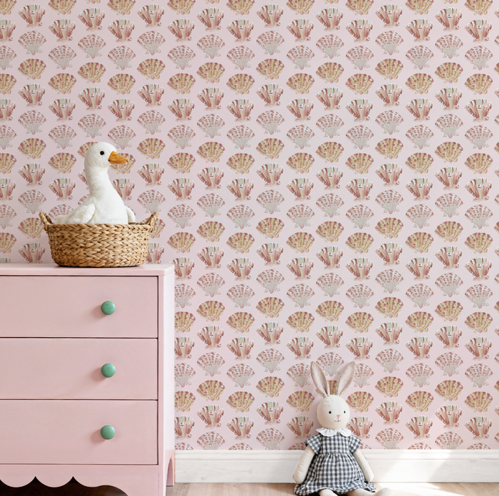 Scallops in Blush Wallpaper