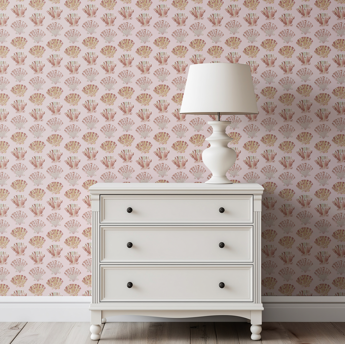 Scallops in Blush Wallpaper