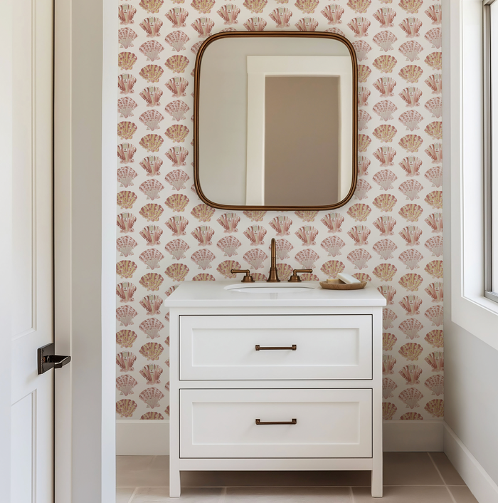 Scallops in White Wallpaper