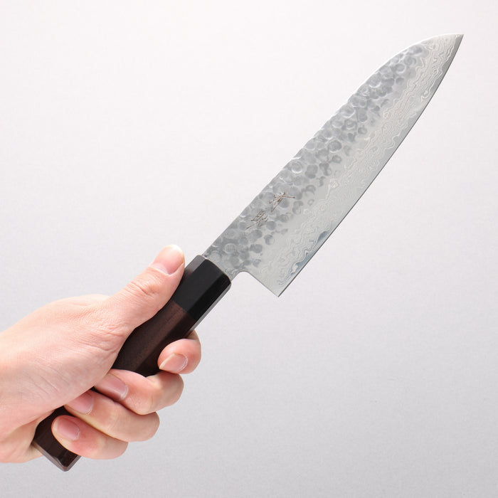 Seisuke AUS10 45 Layer Damascus Santoku 180mm Shitan Handle - Seisuke Knife