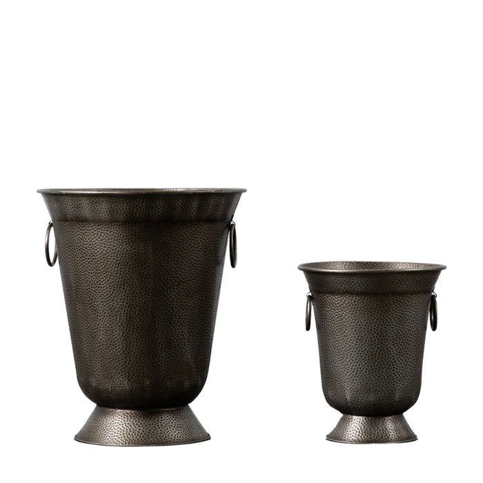 Set of 2 Antique Gold Planters