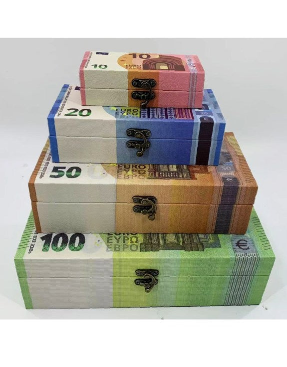 Set of 4 Storage Boxes Euro Notes