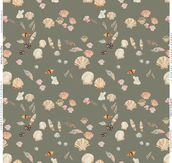 Shell Hunt in Olive- Fabric
