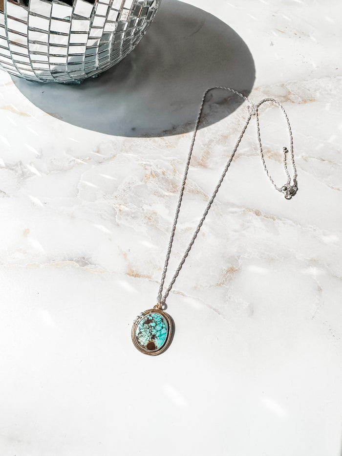Silver Beaded Turquoise Adjustable Necklace