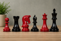 Slightly Imperfect Series Chess Pieces in Black Painted & Red Painted Wood - 3.8" King