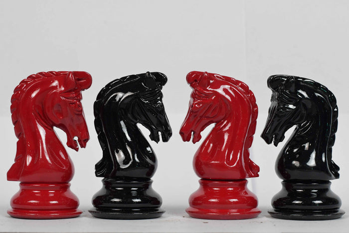 Slightly Imperfect Series Chess Pieces in Black Painted & Red Painted Wood - 3.8" King