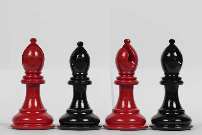 Slightly Imperfect Series Chess Pieces in Black Painted & Red Painted Wood - 3.8" King