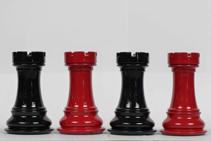 Slightly Imperfect Series Chess Pieces in Black Painted & Red Painted Wood - 3.8" King