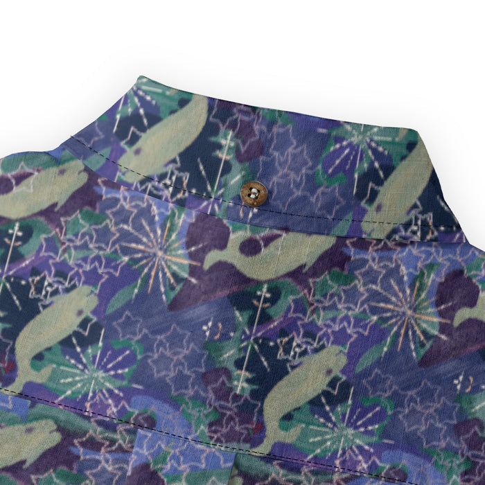 Space Whales & Snowflakes Cotton Dress Shirt