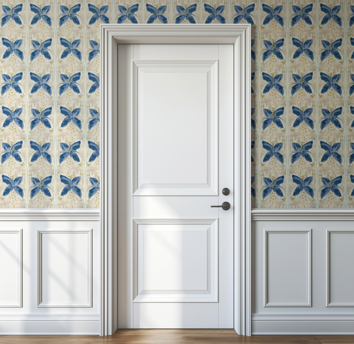 Spanish Floral Tile in Sand Wallpaper