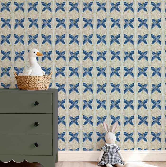 Spanish Floral Tile in Sand Wallpaper