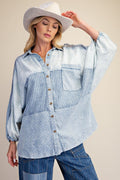 Spell On You Mixed Print Chambray Shirt - Curvy Available