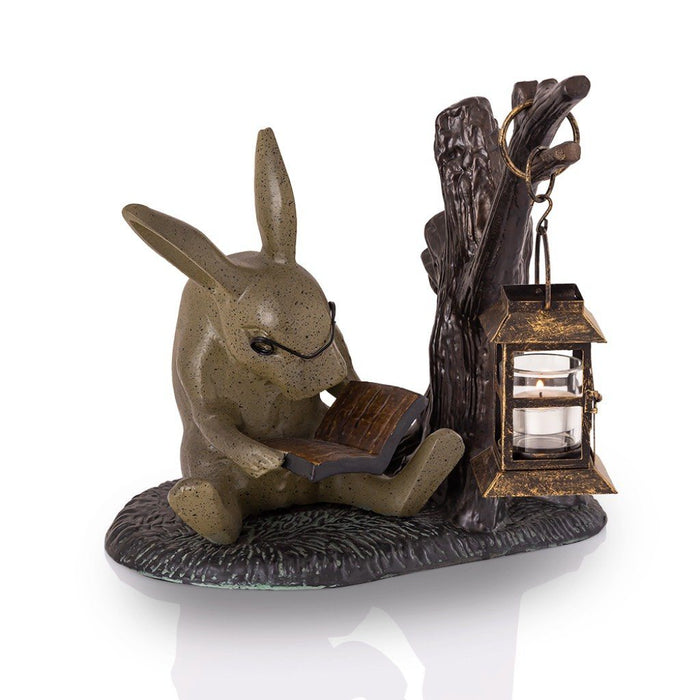 SPI Garden Booklover Rabbit Lantern Sculpture Sculptures SPI
