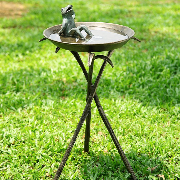 SPI Garden Cool Frog Bird Bath Bird Feeders SPI
