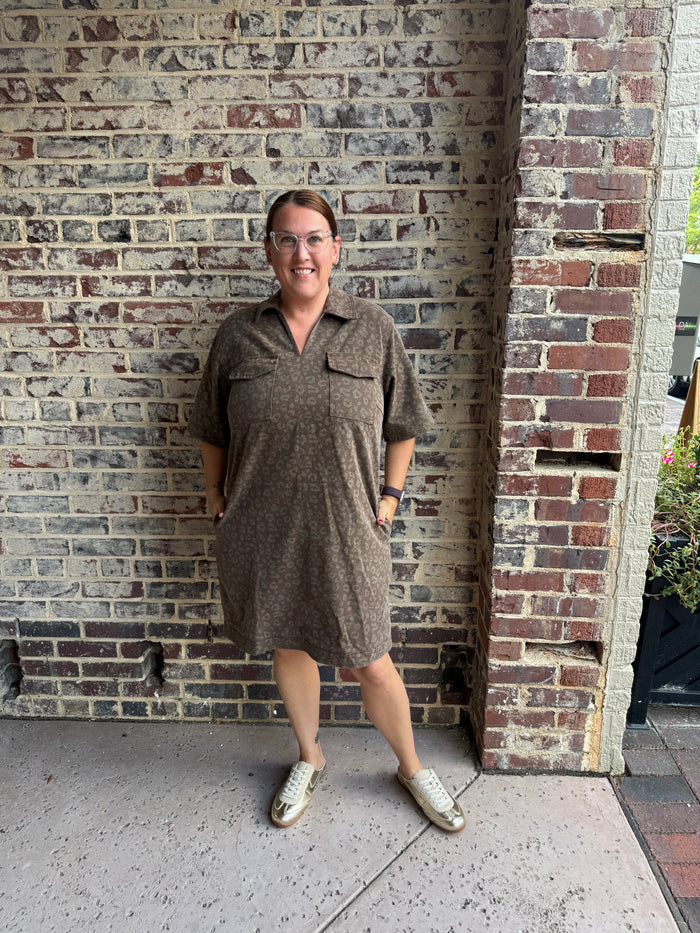 Subtle Safari Animal Print Mini Dress - Curvy
