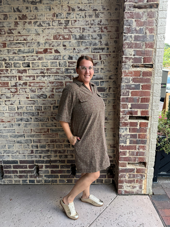 Subtle Safari Animal Print Mini Dress - Curvy