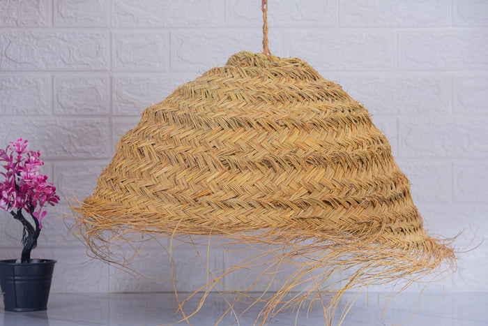 Suspension en forme de parapluie en paille de doum tressée en fibres naturelles - Africancreates