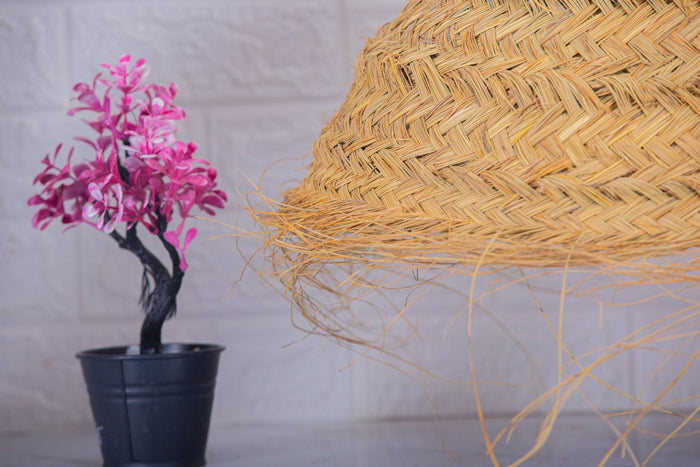 Suspension en forme de parapluie en paille de doum tressée en fibres naturelles - Africancreates