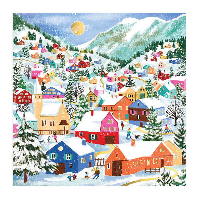 Swiss Alpine Village 500-Piece Foil Puzzle | Winter Art Puzzle