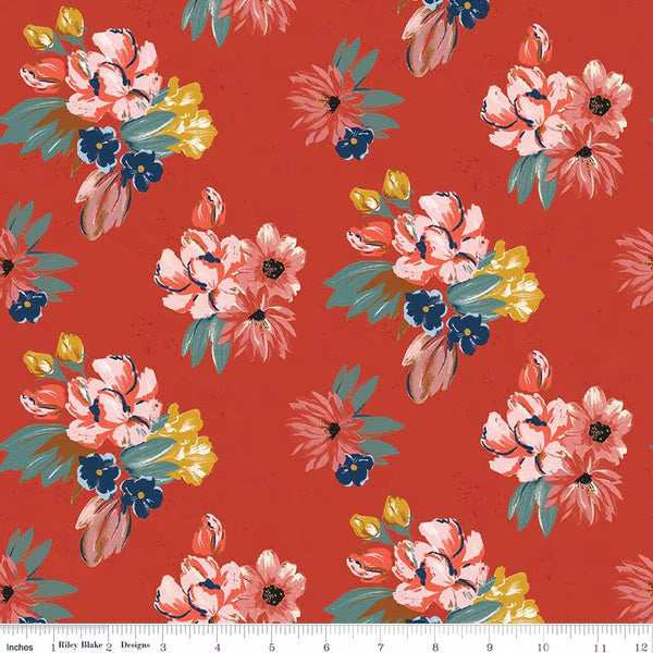 Table Runners & Placemats - Wild Rose Floral Red Cotton