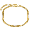 The Atlas Ice Bracelet in polished gold with three rectangular links each set with multiple cubic zirconia stones, featuring a sturdy gold chain and lobster clasp, bold by design.