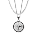 The Compass Essentials Bundle - Silver features a bold silver compass pendant with black cubic zirconia accents on a matching silver chain necklace, designed for men's jewelry.