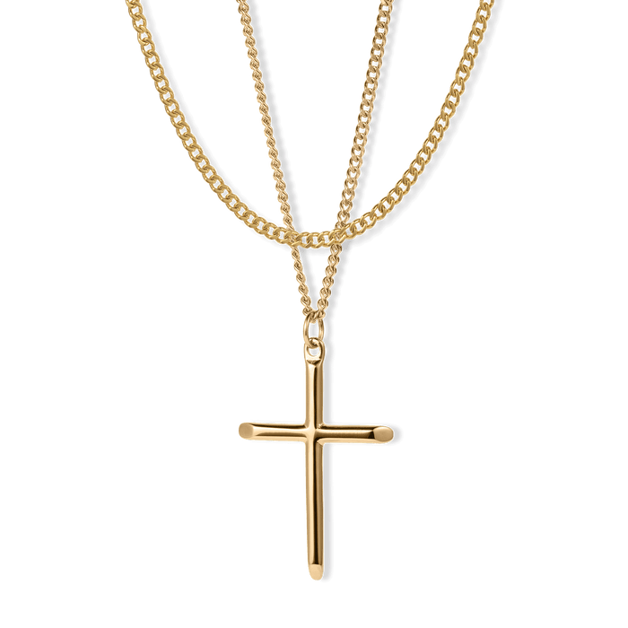 The Cross Essentials Bundle - Gold featuring a polished gold cross pendant on a matching gold chain necklace, showcasing bold design and premium men's jewelry from Ralph Christian.