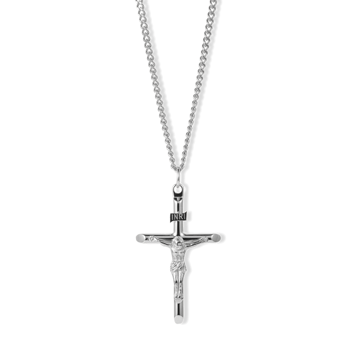 The Crucifix Essentials Bundle - Silver featuring a bold men's silver crucifix pendant on a matching chain, crafted with high-quality materials for standout men's jewelry by Ralph Christian.