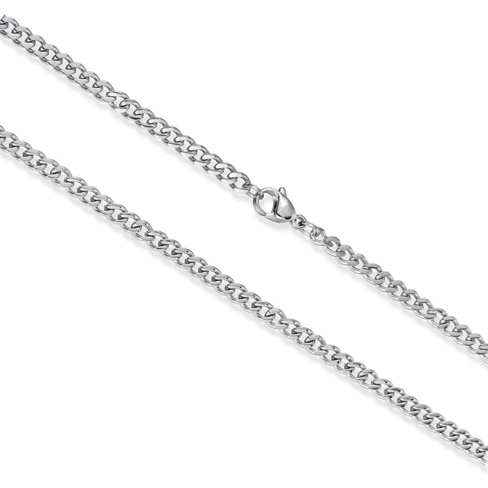 The Compass Essentials Bundle - Silver showcasing a close-up of a polished silver chain necklace with a secure lobster clasp, part of men's luxury jewelry designed to be noticed.