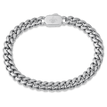 The Cuban Bracelet - Silver is a polished silver chain link men's jewelry piece featuring a bold, smooth clasp engraved with a fleur-de-lis, designed for a standout luxury look.