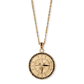 The Compass Essentials Bundle - Gold pendant featuring a detailed compass design in polished gold with a black stone-set border, hanging from a gold chain necklace, bold by design.