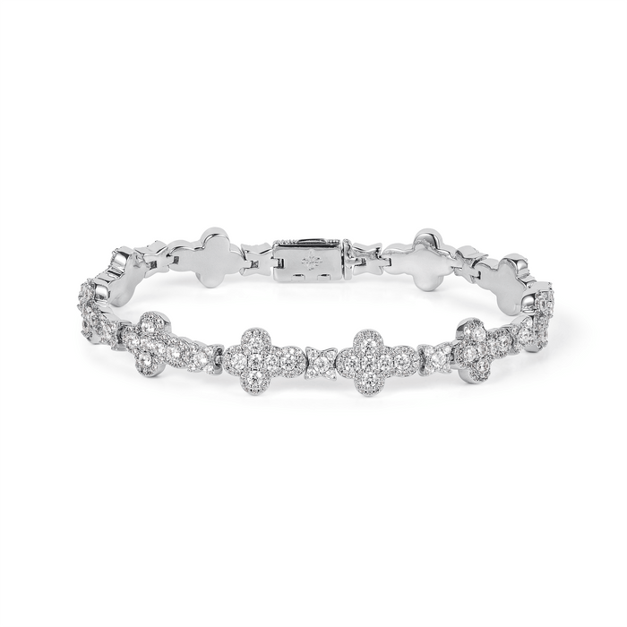 The Opulence Bracelet is a men's luxury bracelet featuring a polished silver-tone design with sparkling cubic zirconia accents in a bold, statement-making pattern, exemplifying Ralph Christian’s Bold by Design ethos.
