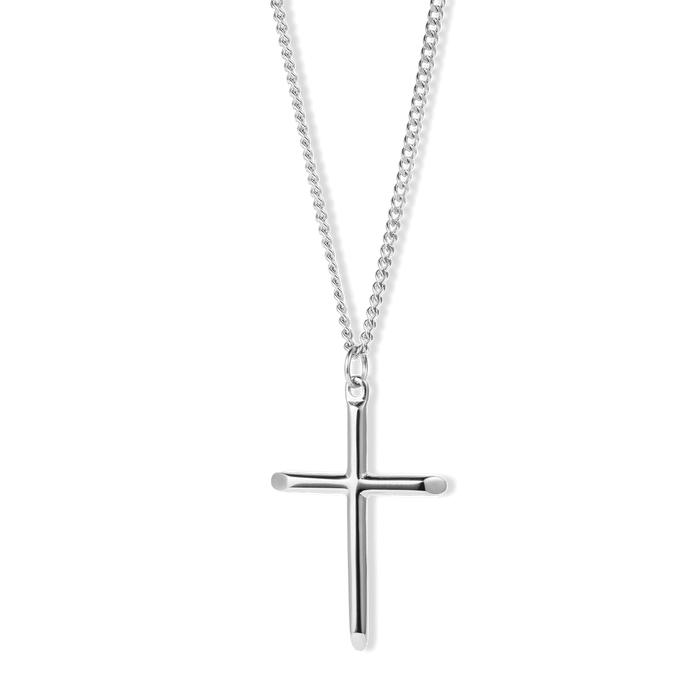 The Cross Essentials Bundle - Silver featuring a sleek, polished silver cross pendant on a fine chain, designed as bold men's jewelry for a confident, standout look.