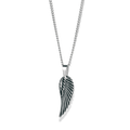 The Silver Wing Pendant - Essentials Collection, a men's silver wing-shaped pendant on a silver chain, detailed with feather engravings for a bold statement jewelry piece.