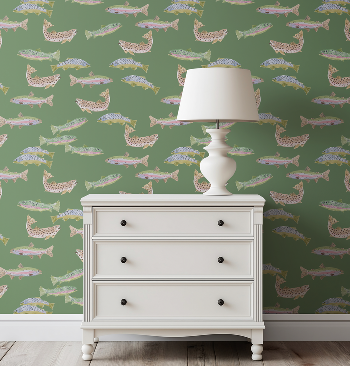 Tight Lines in Green Wallpaper