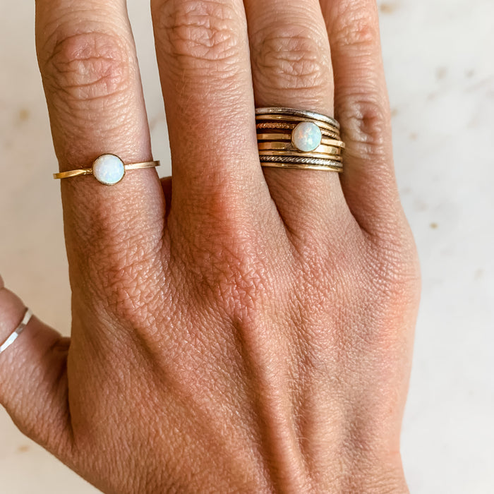 Tiny Opal Stacker Gold Ring